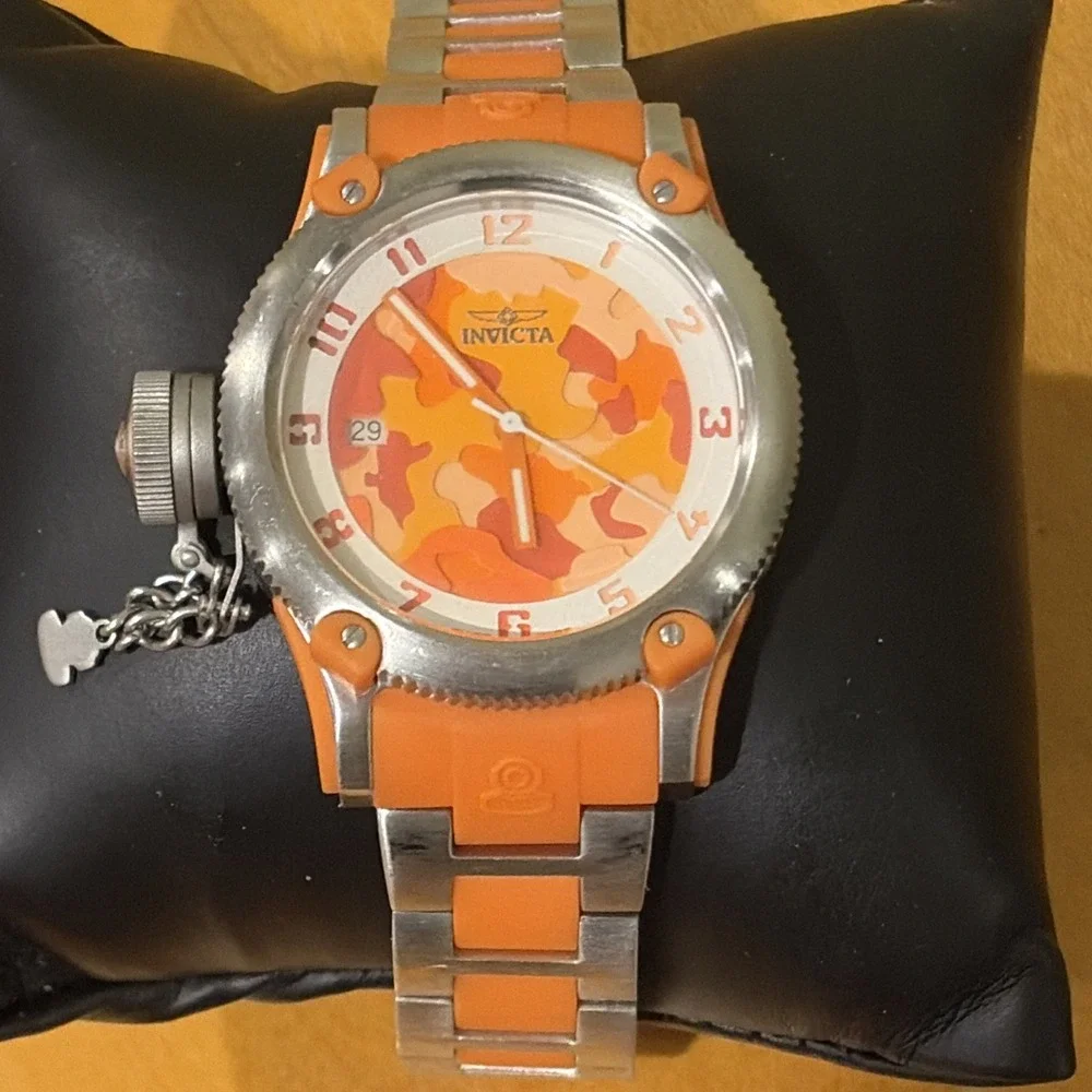 Invicta Lady Diver Orange 40.5mm Camouflage Dial Ladies Watch Working New Battry - Picture 1 of 10